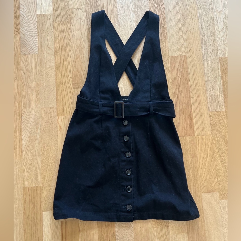 Forever 21 Black Pinafore Dress - Size Medium *Great Condition*